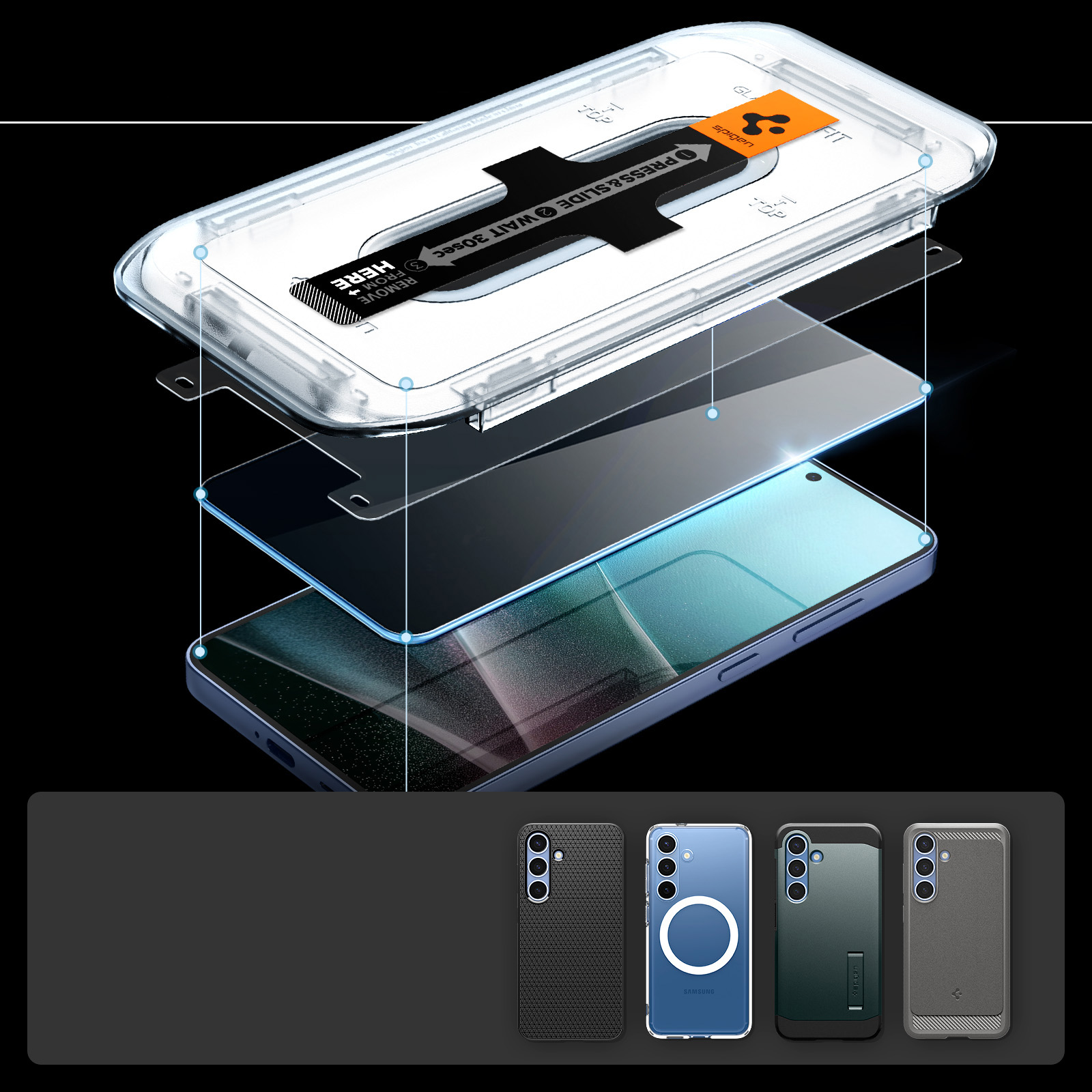 Szkło do etui + Aplikator Spigen Glas.tR Privacy EZ Fit 2-Pack do Galaxy S24 / S25 